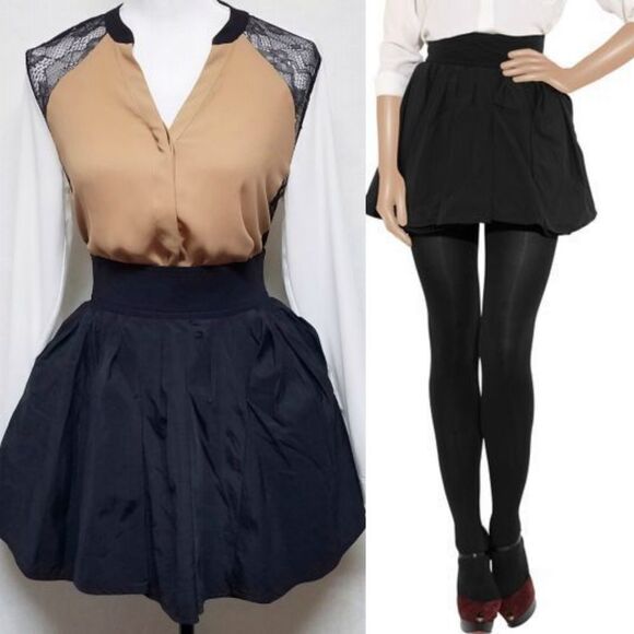 Rare Juicy Couture Black Pippa Puffed Poplin High Rise Ruffled Mini Skirt 2